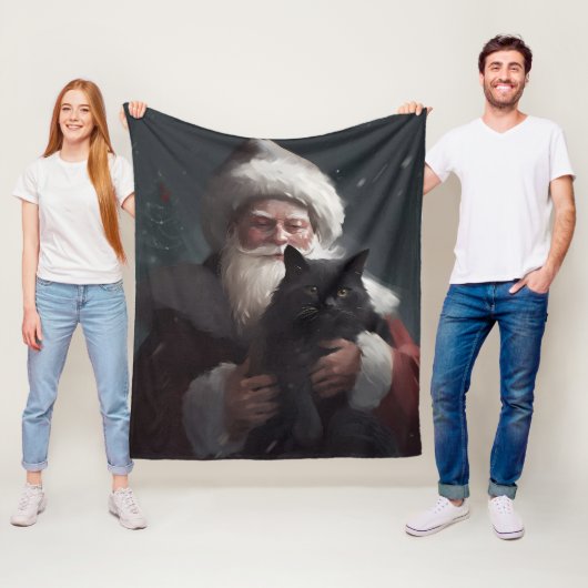 Tuxedo Katze mit Weihnachtsmann Weihnachten Fleecedecke (Beispiel)