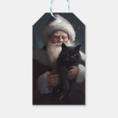 Tuxedo Katze mit Weihnachtsmann Weihnachten Geschenkanhänger (Rückseite)