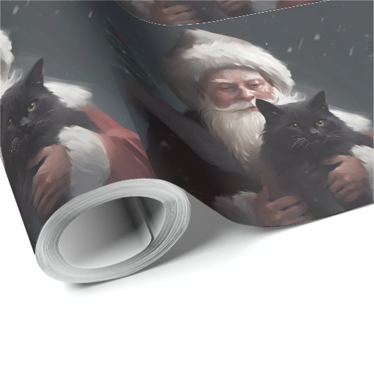 Tuxedo Katze mit Weihnachtsmann Weihnachten Geschenkpapier (Rolleneckpunkt)
