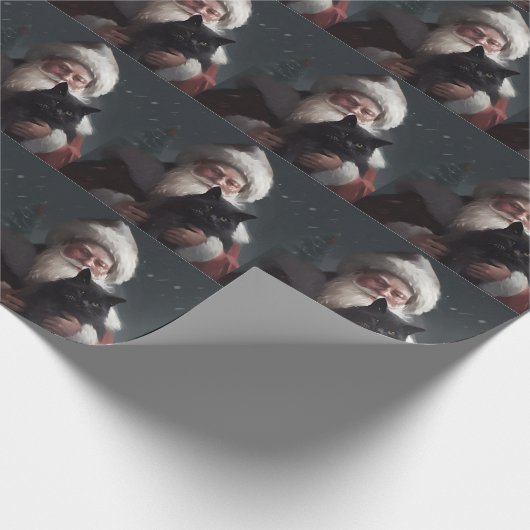 Tuxedo Katze mit Weihnachtsmann Weihnachten Geschenkpapier (Ecke)
