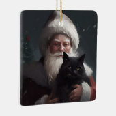 Tuxedo Katze mit Weihnachtsmann Weihnachten Keramikornament (Rechts)