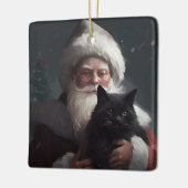 Tuxedo Katze mit Weihnachtsmann Weihnachten Keramikornament (Links)