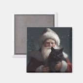 Tuxedo Katze mit Weihnachtsmann Weihnachten Magnet (Vorderseite/Rückseite)