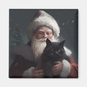 Tuxedo Katze mit Weihnachtsmann Weihnachten Magnet (Vorne)