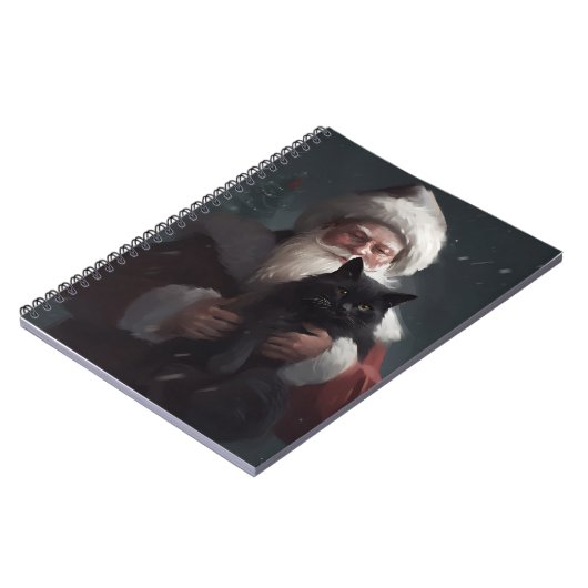 Tuxedo Katze mit Weihnachtsmann Weihnachten Notizblock (Linke Seite)