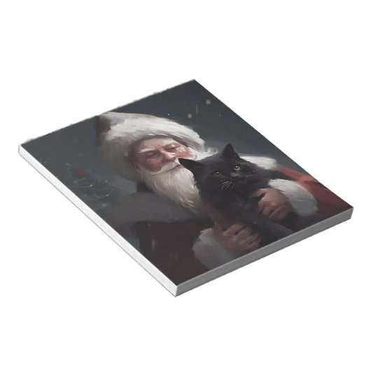 Tuxedo Katze mit Weihnachtsmann Weihnachten Notizblock (angewinkelt)
