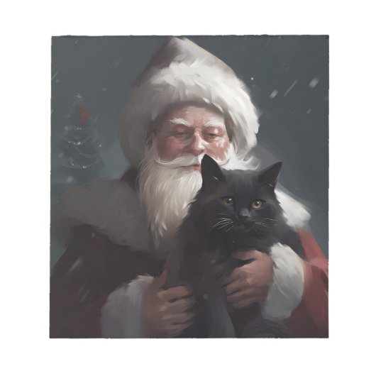 Tuxedo Katze mit Weihnachtsmann Weihnachten Notizblock (Vorderseite)