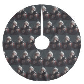 Tuxedo Katze mit Weihnachtsmann Weihnachten Polyester Weihnachtsbaumdecke (Vorderseite)