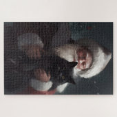 Tuxedo Katze mit Weihnachtsmann Weihnachten Puzzle (Horizontal)