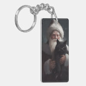 Tuxedo Katze mit Weihnachtsmann Weihnachten Schlüsselanhänger (Vorderseite links)