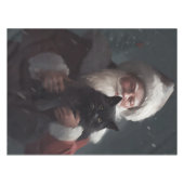 Tuxedo Katze mit Weihnachtsmann Weihnachten Tischdecke (Vorderseite (Horizontal))