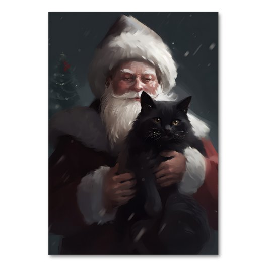 Tuxedo Katze mit Weihnachtsmann Weihnachten Tischnummer (Rückseite)