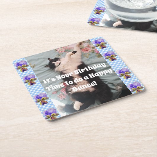 Tuxedo Katze Niedlich Funny Cats Glückliche Geburt Rechteckiger Pappuntersetzer (angewinkelt)