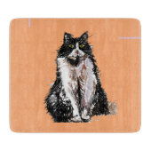 Tuxedo Katze Niedlich Katzen Schwarz-weiß Orange Schneidebrett (Vorderseite)