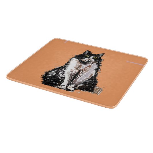 Tuxedo Katze Niedlich Katzen Schwarz-weiß Orange Schneidebrett (Ecke)