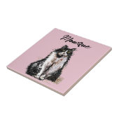 Tuxedo Katze Niedlich Katzen Schwarz-weiß Pastell Fliese (Seite)