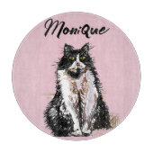 Tuxedo Katze Niedlich Katzen Schwarz-weiß Pastell  Schneidebrett (Vorderseite)