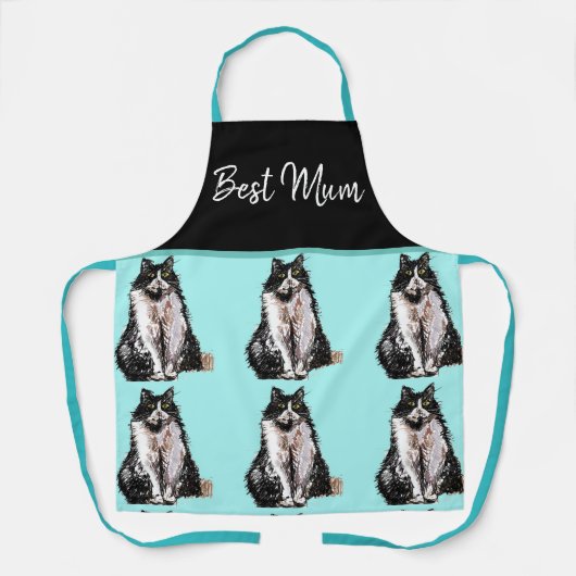 Tuxedo Katze Niedlich Katzen Schwarz-weiße Schürze (Vorderseite)