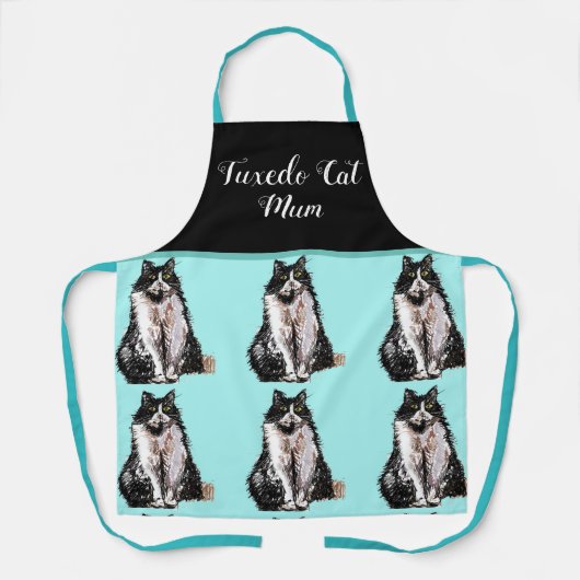 Tuxedo Katze Niedlich Katzen Schwarz-weiße Schürze (Vorderseite)