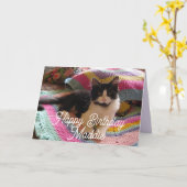 Tuxedo-Katze Niedlich mit Hübscher Crochet-Rug-Kar Karte (Gelbe Blume)