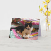 Tuxedo-Katze Niedlich mit Hübscher Crochet-Rug-Kar Karte (Gelbe Blume)