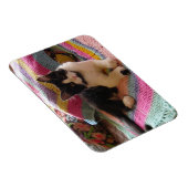 Tuxedo-Katze Niedlich mit Hübscher Crochet-Rug-Kar Magnet (Rechte Seite)