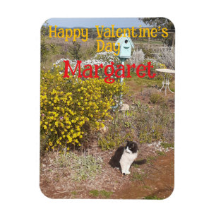 Tuxedo-Katze Niedlich Rot Gelb Valentinstag Frau N Magnet