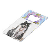 Tuxedo Katze Niedlich Zeichnend Schwarz-Weiß Katze Geldbeutel Flaschenöffner (Vorderseite Schrägansicht)