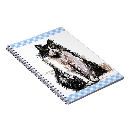 Tuxedo Katze Niedlich Zeichnend Schwarz-Weiß Katze Notizblock (Rechte Seite)