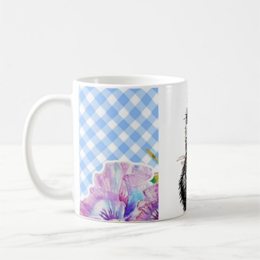 Tuxedo Katze Niedlich Zeichnend Schwarz-weiße Katz Kaffeetasse (Links)