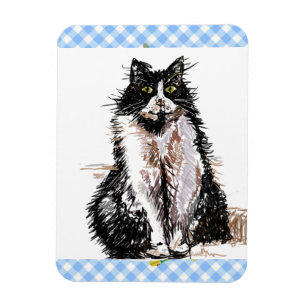 Tuxedo Katze Niedlich Zeichnend Schwarz-weiße Katz Magnet
