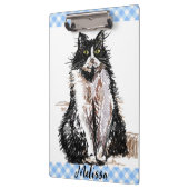 Tuxedo Katze Niedlich Zeichnend Schwarze und Weiße Klemmbrett (Links)