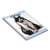 Tuxedo Katze Niedlich Zeichnend Schwarze und Weiße Notizblock (Rechte Seite)