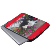 Tuxedo Katze Niedliche Hübsche Blume Katzen Geburt Laptopschutzhülle (Vorne Knopf)