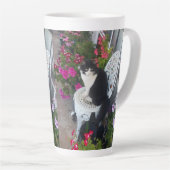 Tuxedo Katze Niedliche Hübsche Blume Katzen Geburt Milchtasse (Rechte Ecke)