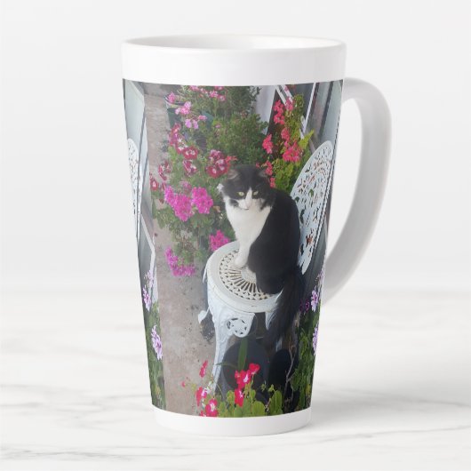 Tuxedo Katze Niedliche Hübsche Blume Katzen Geburt Milchtasse (Rechte Ecke)