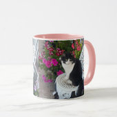 Tuxedo Katze Niedliche Hübsche Blume Katzen Geburt Tasse (VorderseiteRechts)