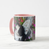 Tuxedo Katze Niedliche Hübsche Blume Katzen Geburt Tasse (Vorderseite Links)