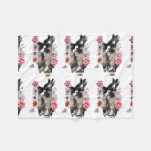 Tuxedo Katze Niedliche Hübsche Blume Katzen Wasser Fleecedecke (Vorderseite (Horizontal))