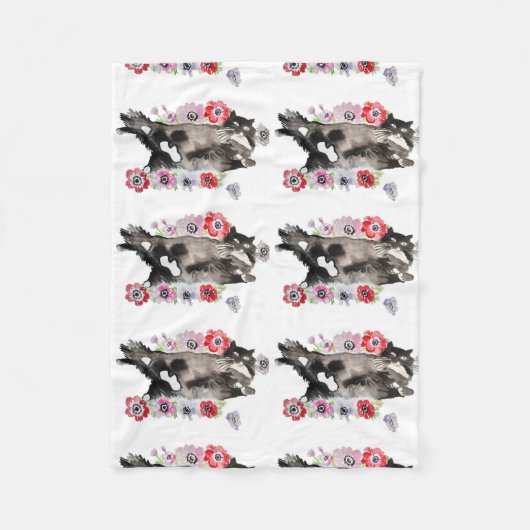 Tuxedo Katze Niedliche Hübsche Blume Katzen Wasser Fleecedecke (Vorderseite)