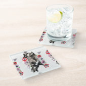 Tuxedo Katze Niedliche Hübsche Blume Katzen Wasser Glasuntersetzer (Schrägansicht)