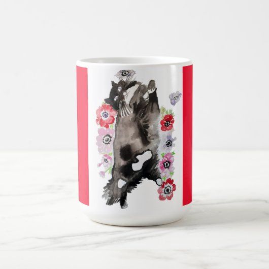 Tuxedo Katze Niedliche Hübsche Blume Katzen Wasser Kaffeetasse (Mittel)