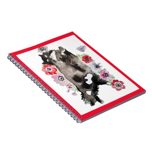 Tuxedo Katze Niedliche Hübsche Blume Katzen Wasser Notizblock (Rechte Seite)