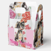 Tuxedo Katze Niedliche Rose Blume Katzen Aquarell  Geschenkschachtel (Geöffnet)