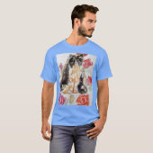 Tuxedo Katze Niedliche Rose Blume Katzen Aquarell T-Shirt (Vorne ganz)