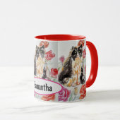 Tuxedo Katze Niedliche Rose Blume Katzen Aquarell Tasse (VorderseiteRechts)