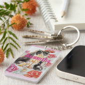 Tuxedo Katze Niedliche Rose Blume Katzen Name Rose Schlüsselanhänger (Vorderseite rechts)