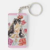 Tuxedo Katze Niedliche Rose Blume Katzen Name Rose Schlüsselanhänger (Rückseite)