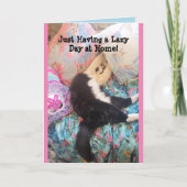 Tuxedo Katze Niedliche Schlafkatze Lazy Day Card Karte (Vorderseite)