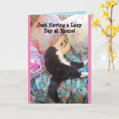 Tuxedo Katze Niedliche Schlafkatze Lazy Day Card Karte (Gelbe Blume)
